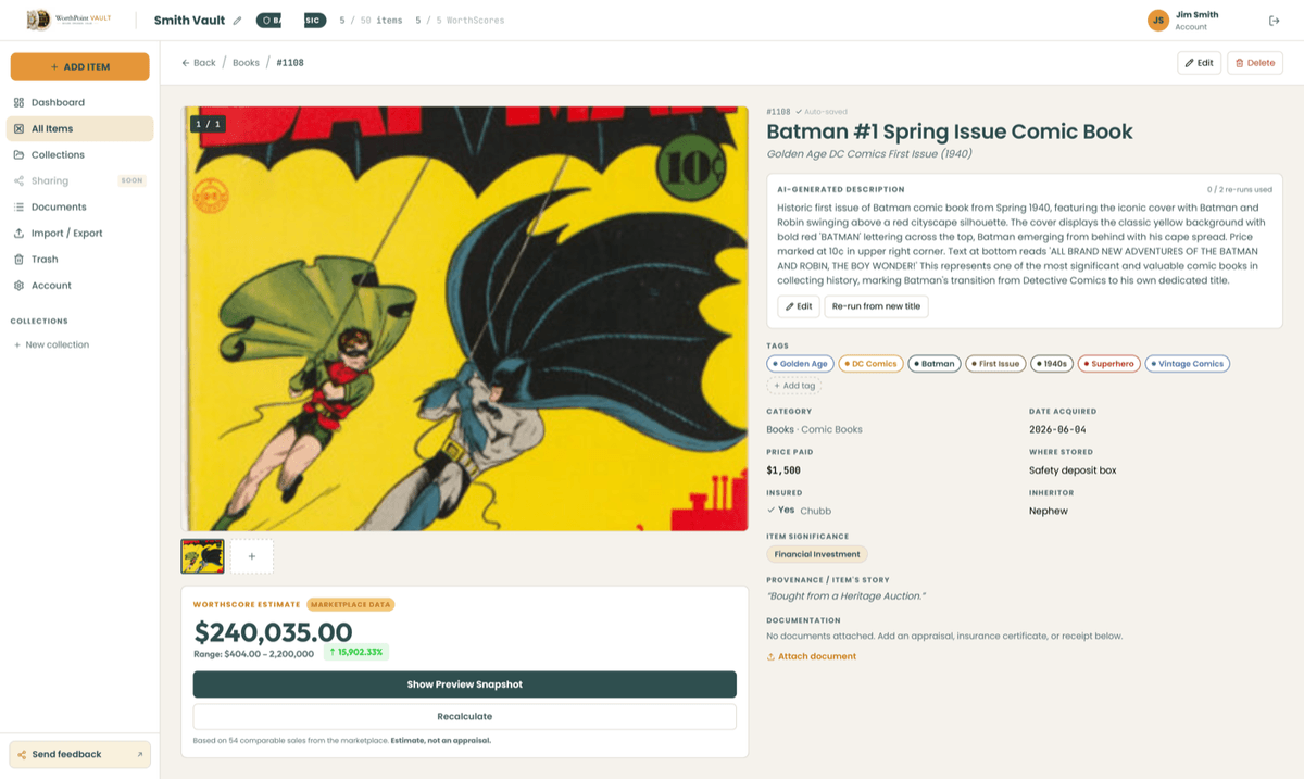 WorthPoint Vault item detail — Batman #1 Spring Issue Comic Book